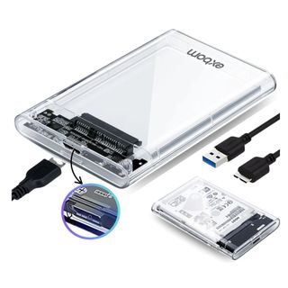 Case externo USB 3.0 para HD e SSD 2.5" Exbom Transparente