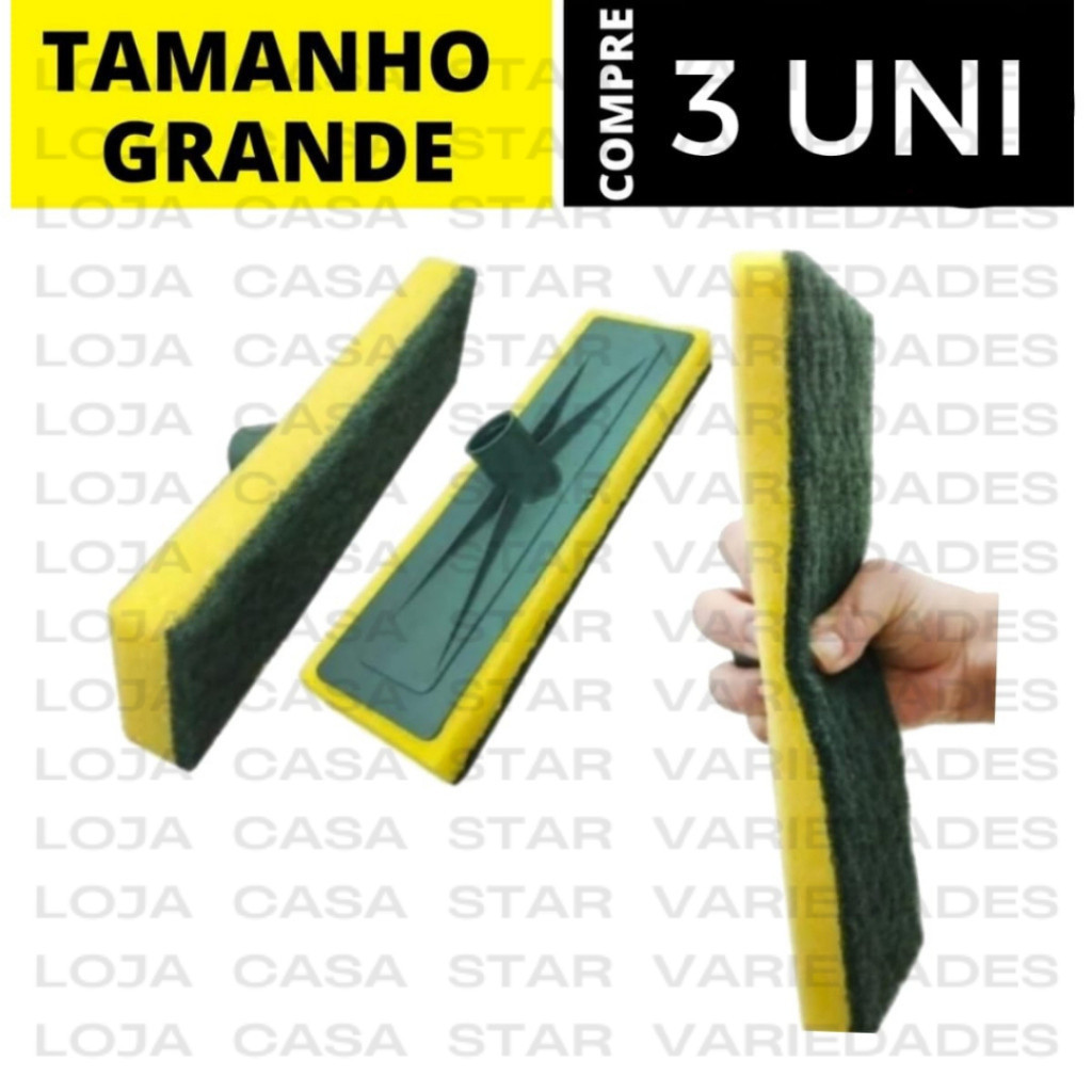 KIT 3 lava azulejo esfregão rodo abrasivo esponja piso limpeza pesada espuma esfregões limpa chão sem cabo PROMOÇÃO