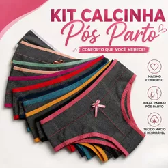 Kit Calcinhas Cintura Alta Cós Alto Pós-Parto Forro Algodão - Ana Original
