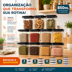 Kit Marmita Fitness Potes Plásticos 850ML P/ Microondas e Geladeiras Dietas
