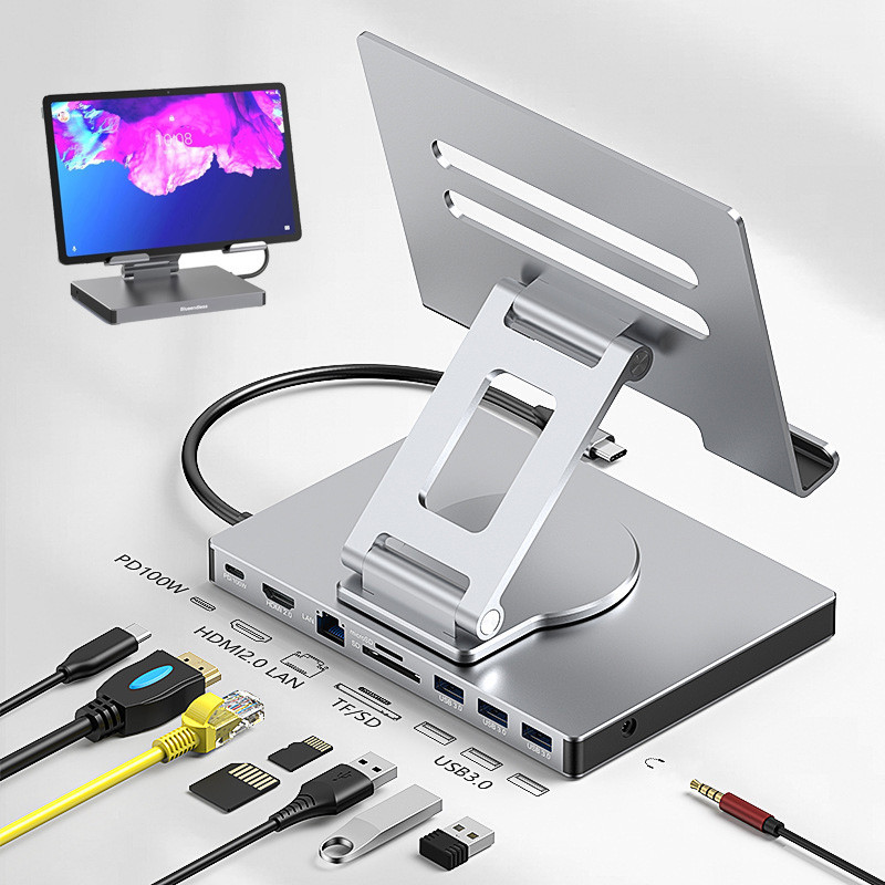 Suporte 9 Em 1 Hub Usb C Docking Station Hdmi 4k Para IPad