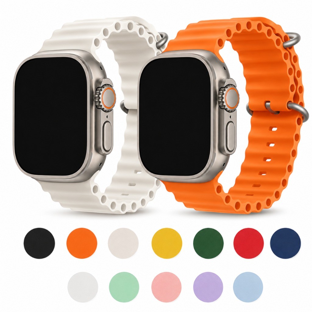 Pulseiras Ocean Silicone Para Smart Watch Relógios 38mm 40mm 41mm 42mm 44mm 45mm 47mm 49mm
