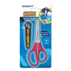 Blister com 1 und de Tesoura Escolar Estampada com Capa Sonic Leo&Leo Leonora - 10189