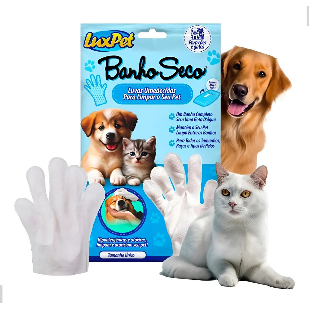 Luvas Descartáveis Para Higienização De Pets Banho A Seco