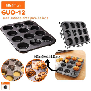 Kit 2 Formas Antiaderentes Teflon 12 Cavidades Para Cupcake Muffin Empadas Pão De Queijo