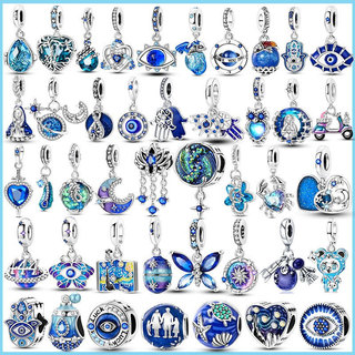 As contas da série azul de joias em prata 925 são adequadas para pulseiras DIY, pingentes de moda originais para fabrica