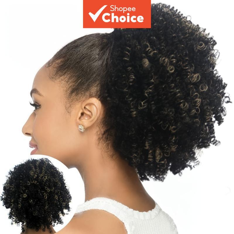 Peruca De Cabelo Frontal De Renda Encaracolada Preta Com Destaques Borgonha , Cachos Afro Sintéticos Para Mulheres