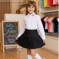 Short Saia Infantil Plissada kit 3/2/1 Colegial Escolar
