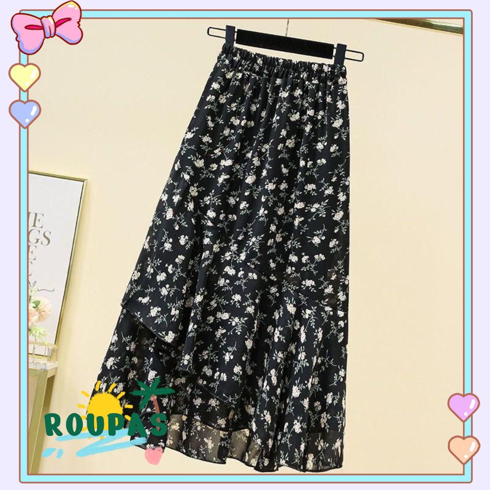 Saia Evasê ROUPAS , Tecido De Poliéster , Slim Fit De Cintura Alta Maxi De Verão Com Design De Quadril Oculto