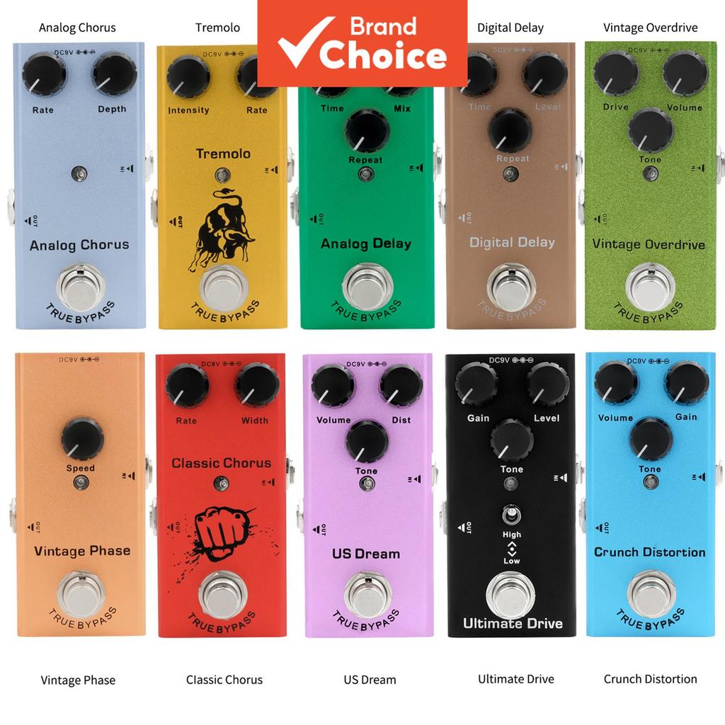 Pedal De Guitarra Elétrica Vintage Overdrive Distorção Crunch Coro Fase Efeito Atraso Digital Stompbox Para Jogadores