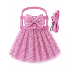 Vestido Pet Ajustável Confortável Tamanho 0 ao 5 Guia de Passeio Vestido Pet Coleira Peitoral