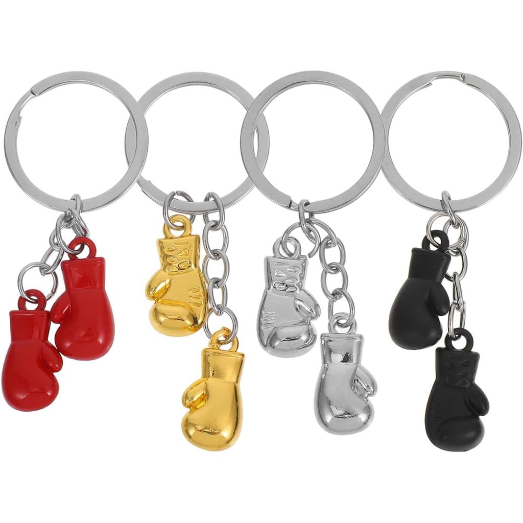 Amosfun 4 Peças Chaveiro de Boxe em Metal com Pingente de Luvas 3D para Amantes de Boxe, Entusiastas de Esportes, Lembra