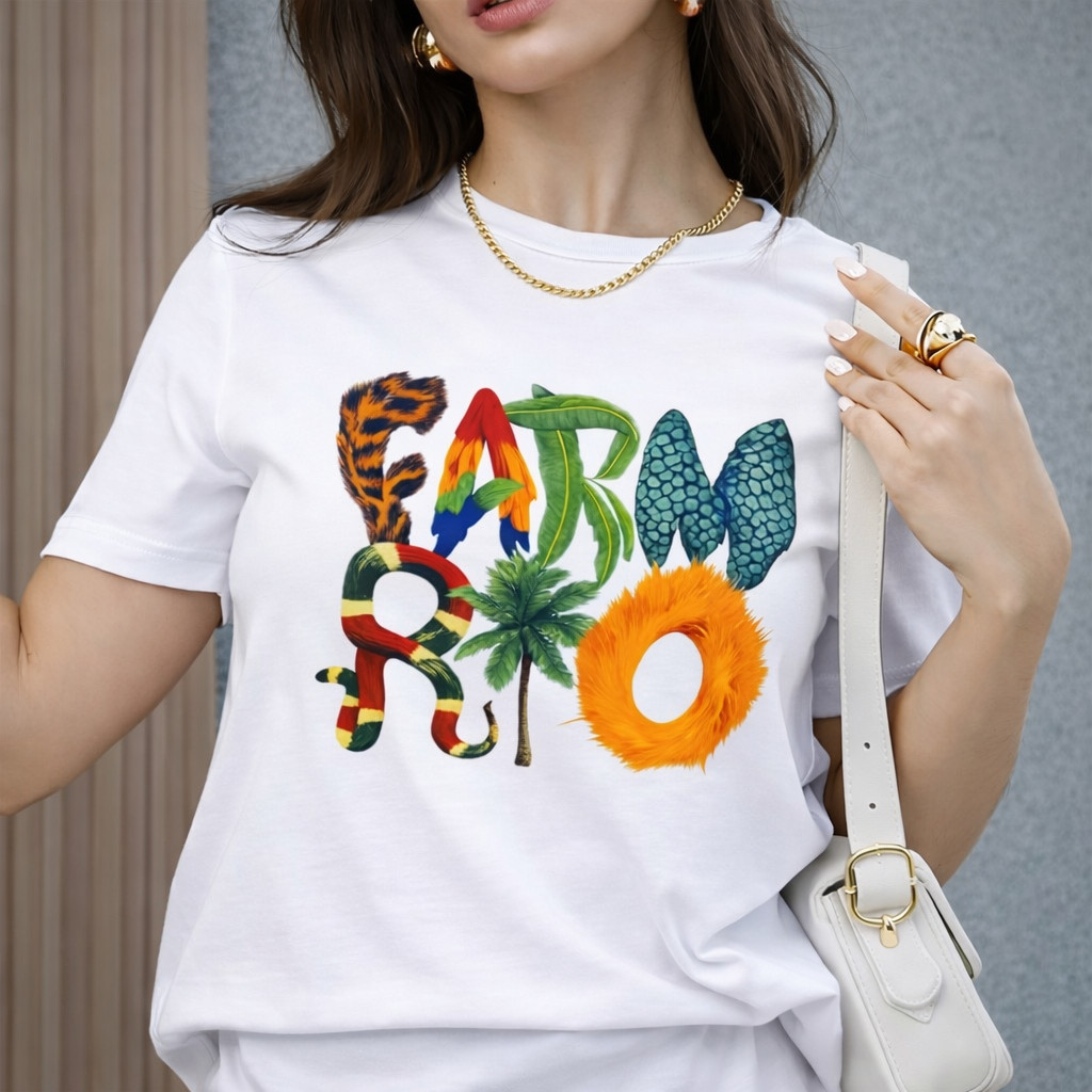 [Camiseta Premium em Algodão Puro]LA  T-shirt Feminina Faam Rio Camiseta VERÃO Estilosa Confortável Algodão Premium