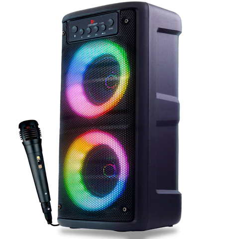 Caixa de Som Bluetooth LED RGB PartyBox Wireless Subwoofer Karaokê Com Microfone