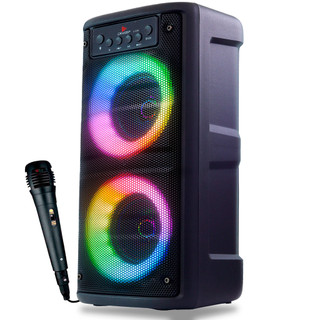 Caixa de Som Bluetooth LED RGB PartyBox Wireless Subwoofer Karaokê Com Microfone