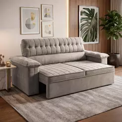 Sofá Retrátil Reclinável 2 lugares com molas 1,50m Quantum Suede Velut Tabaco - King House