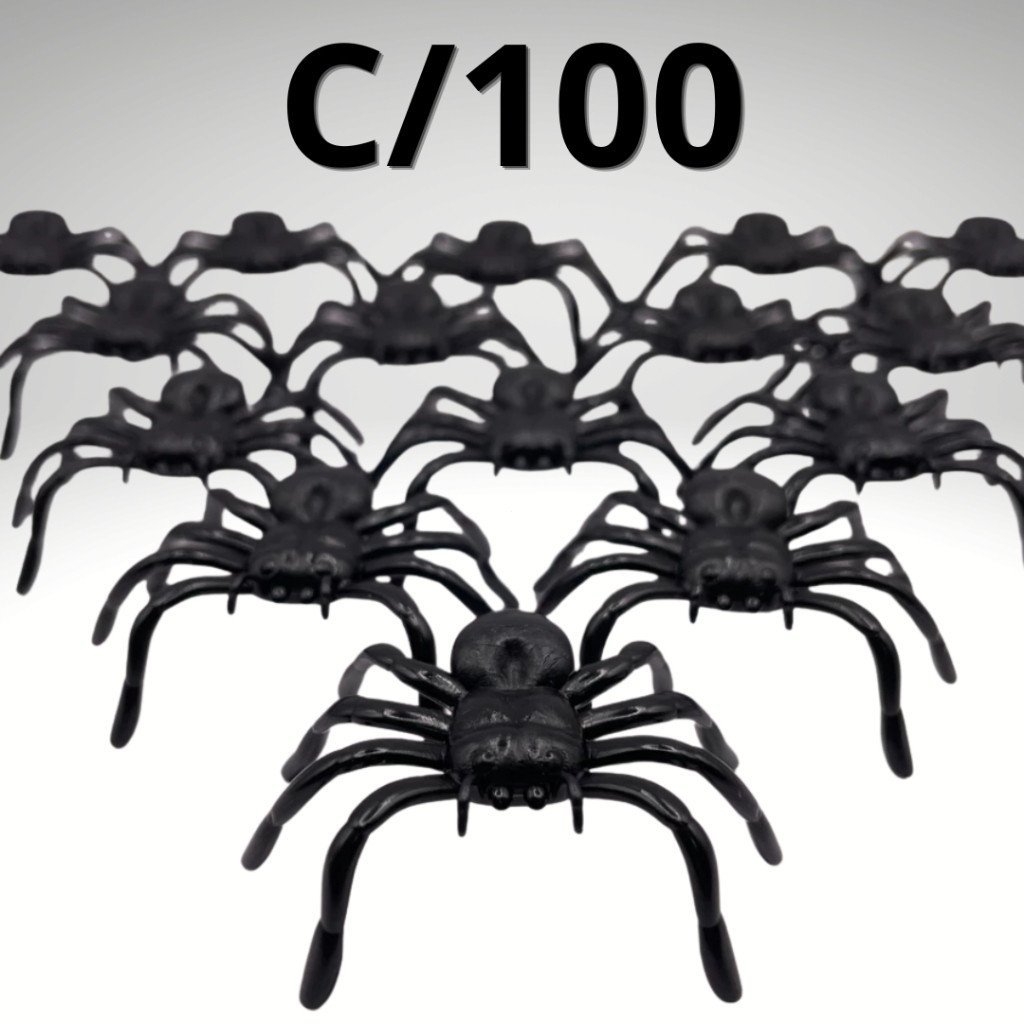 Kit 100 Mini Aranha De Plastico Brinquedo Hallowen Dia Das Bruxas Lembrancinha ANIVERSARIO
