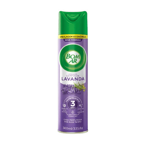 Bom Ar Aromatizador Aerossol Campos de Lavanda Embalagem Econômica 360ml