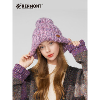 Kenmont Kenmont Chapéu de malha tricotado à mão feminino outono inverno roxo moda chapéu de lã linha grossa chapéu de in