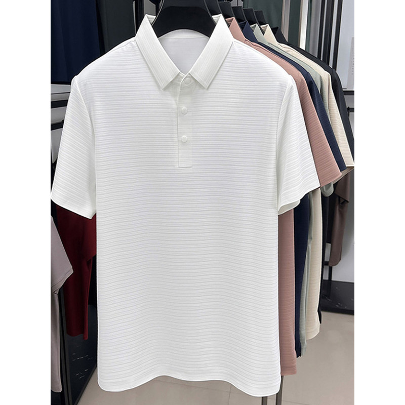 Roupas masculinas de golfe de verão seda gelo cor sólida manga curta camiseta roupas de golfe masculino sentido de gelo
