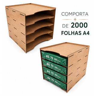 Organizadores De Documentos A4 + De 2000 Folhas Escritório Mdf Crú Divisórias Escritório Porta Folha A4