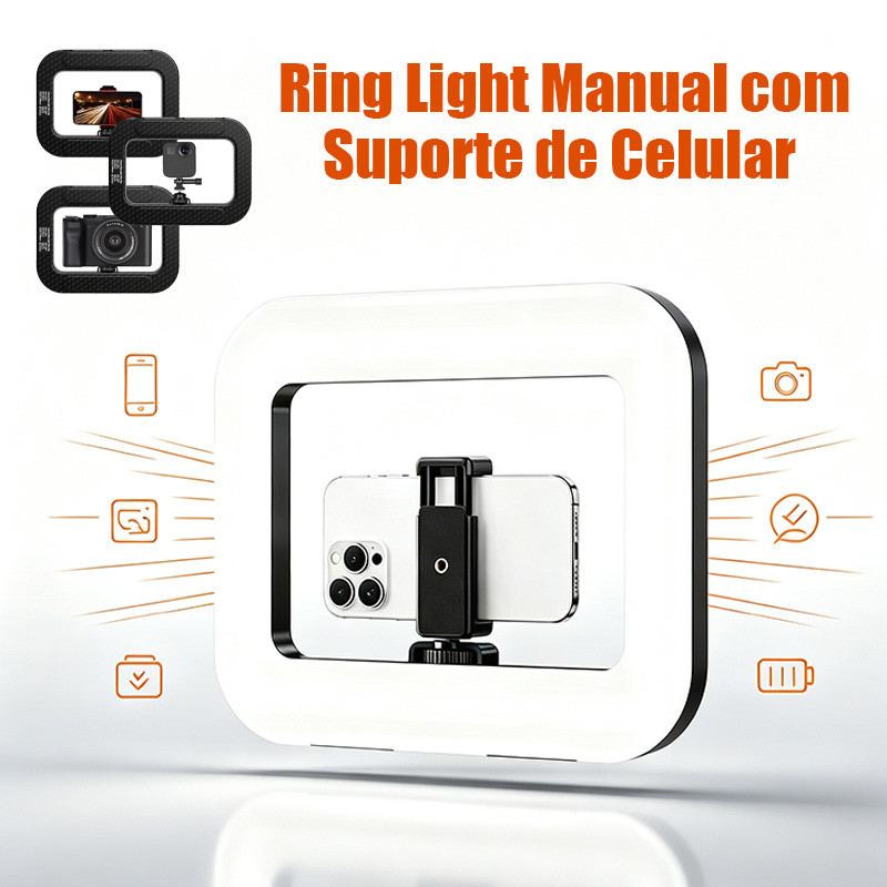 Ring Light Luminária Led Recarregável Portátil Clipe Celular Iluminação Selfie Vlog Live