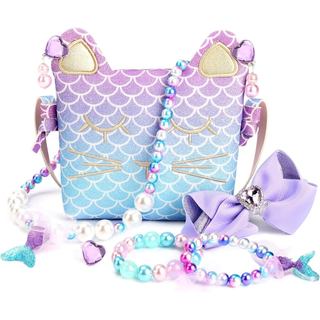 Bolsa mibasies para meninas, joias para vestir, brincadeira de faz de conta, acessórios infantis, presentes de sereia