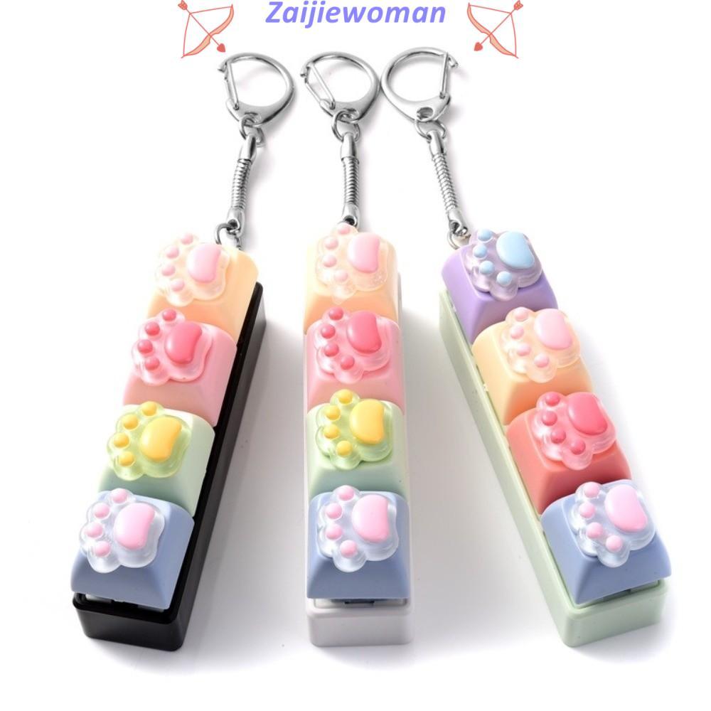 ZAIJIEWOMAN Fidget Chaveiro , Relaxante 4 Teclas Teclado De Gato Brinquedo , Botão Clicky Brinquedos Sensoriais