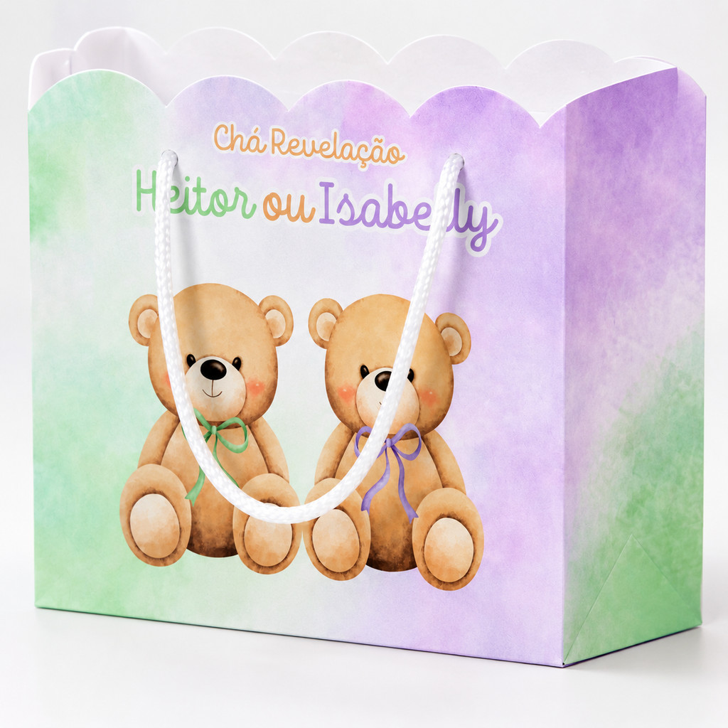 Sacolinha Personalizada Para Festa Cha revelaçao Cha de bebe Sacolinha Surpresa Pegue e Monte Lembrancinhas