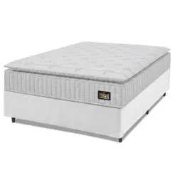 Cama Box Casal Colchão Espuma D33 Pillow Top Van Gogh 138x188x62cm Branco Hellen - Suporta Até 120kg