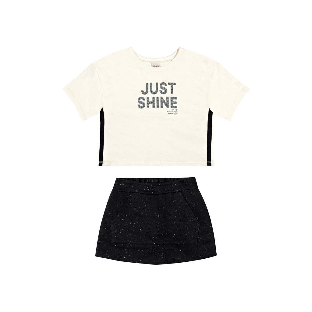 Conjunto Infantil Menina Shine Com Bolso Elian Bege