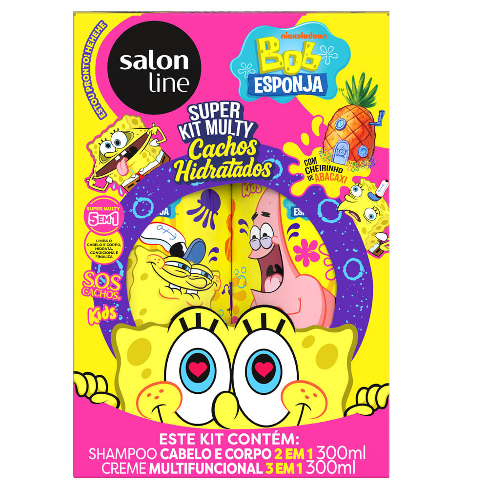 Kit Salon Line Shampoo 300ml + Creme Multifuncional 300ml SOS Cachos Bob Esponja
