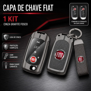 1 Conjunto De Capa Dobrável Para Chave De Carro Em Liga De Zinco Com Chaveiro De Couro Fiat Toro Strada Argo Cronos Mobi