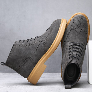 Bloco esculpido sapatos de couro de alta qualidade masculino inverno moda couro fosco Martin botas masculinas europeu am