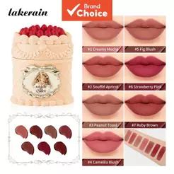 Miss Queen Batom Labial de Morango Argila Alta Cobertura Matte Longa Duração Cor Antiderrapante Delicado Suave