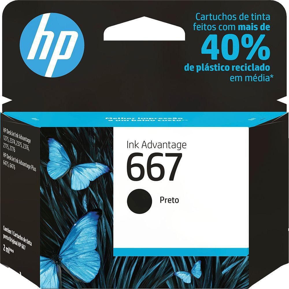 Cartucho 3YM79AL Preto Original 667 Ink Advantage HP