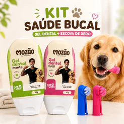 Kit Gel Dental Pasta de Dente Para Cachorros e Gatos + Dedeira Escova Pet Creme dental