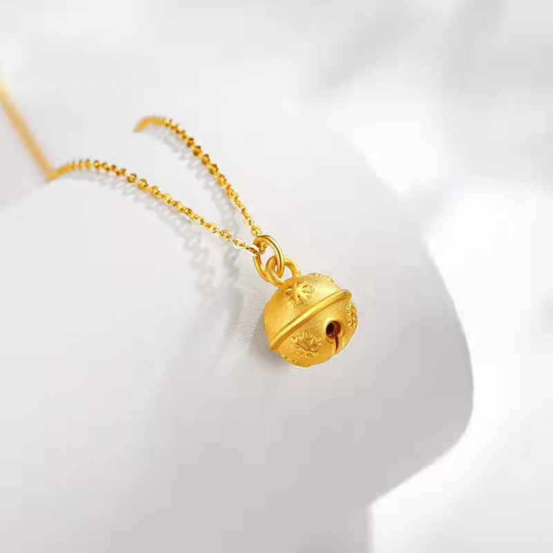 Vietnam areia ouro sino floco de neve colar cobre banhado a ouro moda natal pequeno sino clavícula corrente temperamento