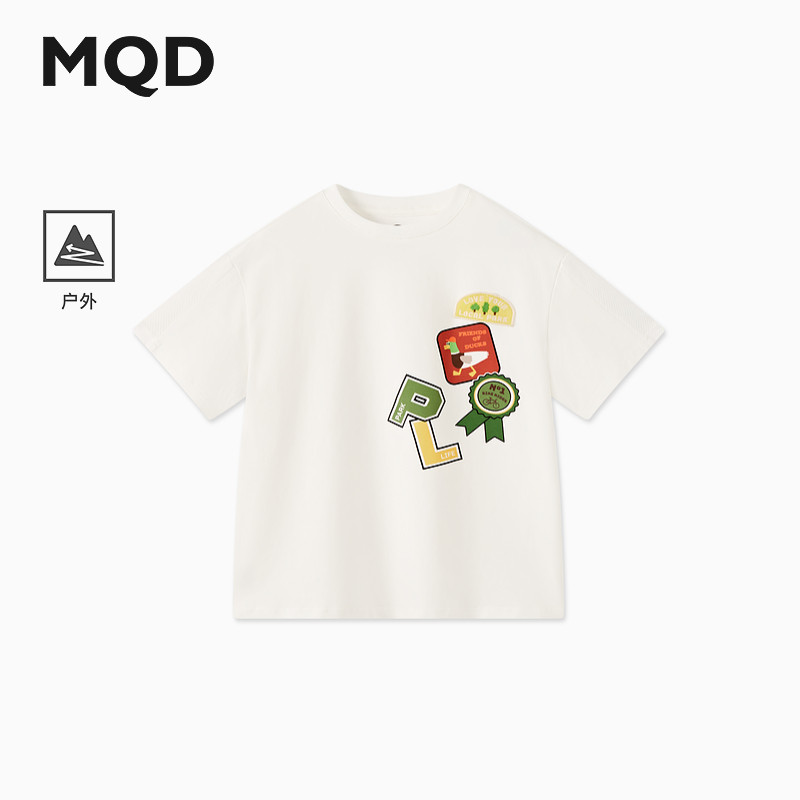 MQD roupas infantis menino grande em torno do pescoço camiseta 25 verão novo estilo crianças estilo Preppy acampamento a