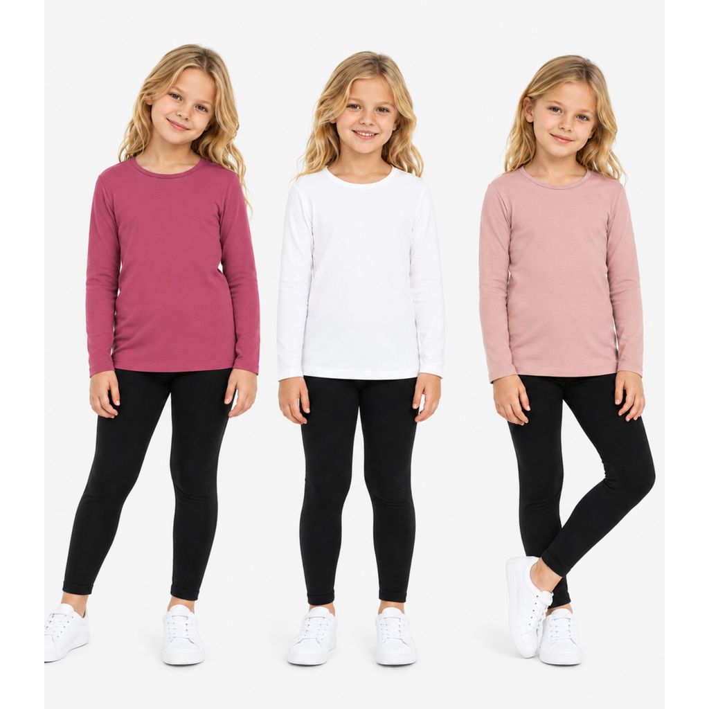 Kit 3 Camisetas Menina Manga Longa Térmicas Rovi Kids Sortidas