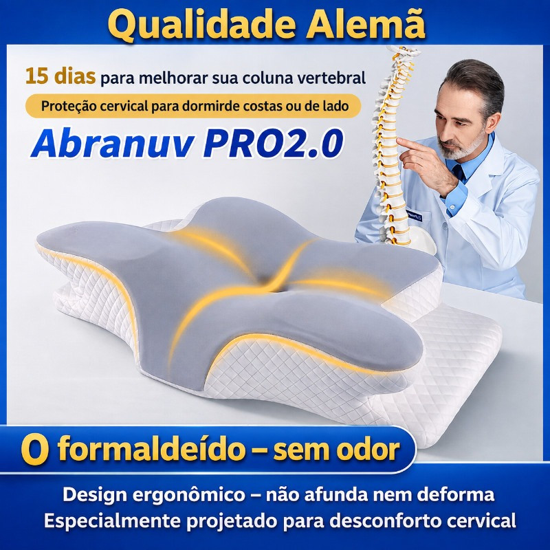 【Abranuv PRO2.0】Travesseiro Cervical Ergonômico Espuma Memory Sono Profundo Sem Insônia-Enviar imediatamente