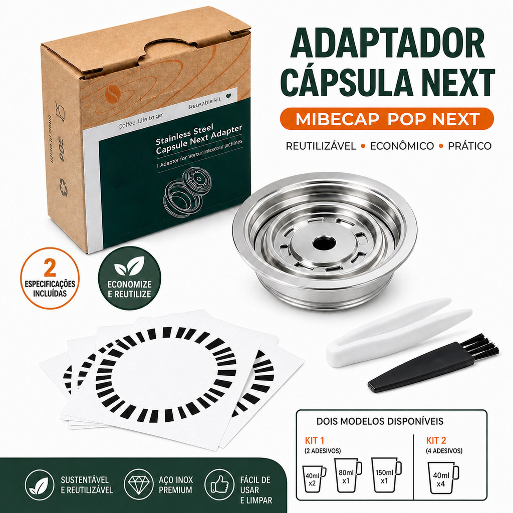 Adaptador Cápsulas Nespresso Vertuo MibeaCap Pop Next Cafeteira Conversor Reutilizável Econômico Prático Fácil