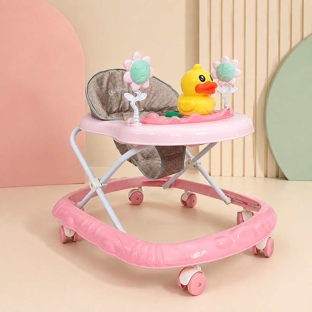 Andador Infantil Rosa Deend Para Bebê Com Patinho
