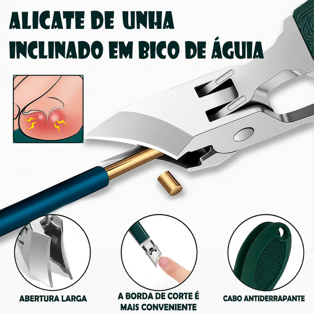 Kit 3 Cortador De Unhas Bico De Águia Com Borda Inclinada Anti Encravadas C/ Lixa — imagem 2 de 2