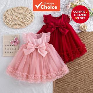 Vestido de menina bebê, novo verão, laço fofo, cor sólida, estilo princesa, vestido de chiffon para festa, roupas