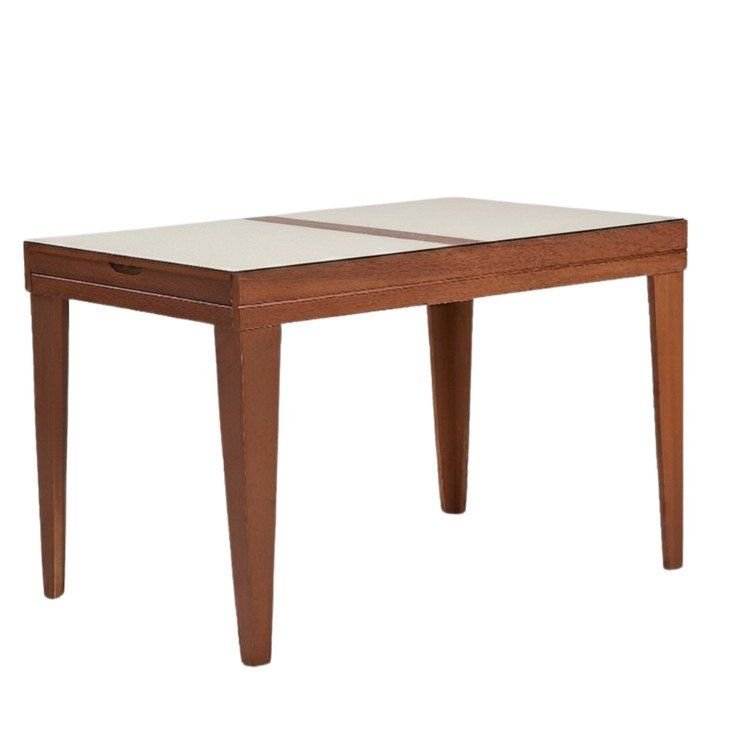 Mesa de Jantar 4 a 6 Lugares Retangular Extensível Tampo de Vidro/MDF Paris Marrom/Mel Mel/Off White
