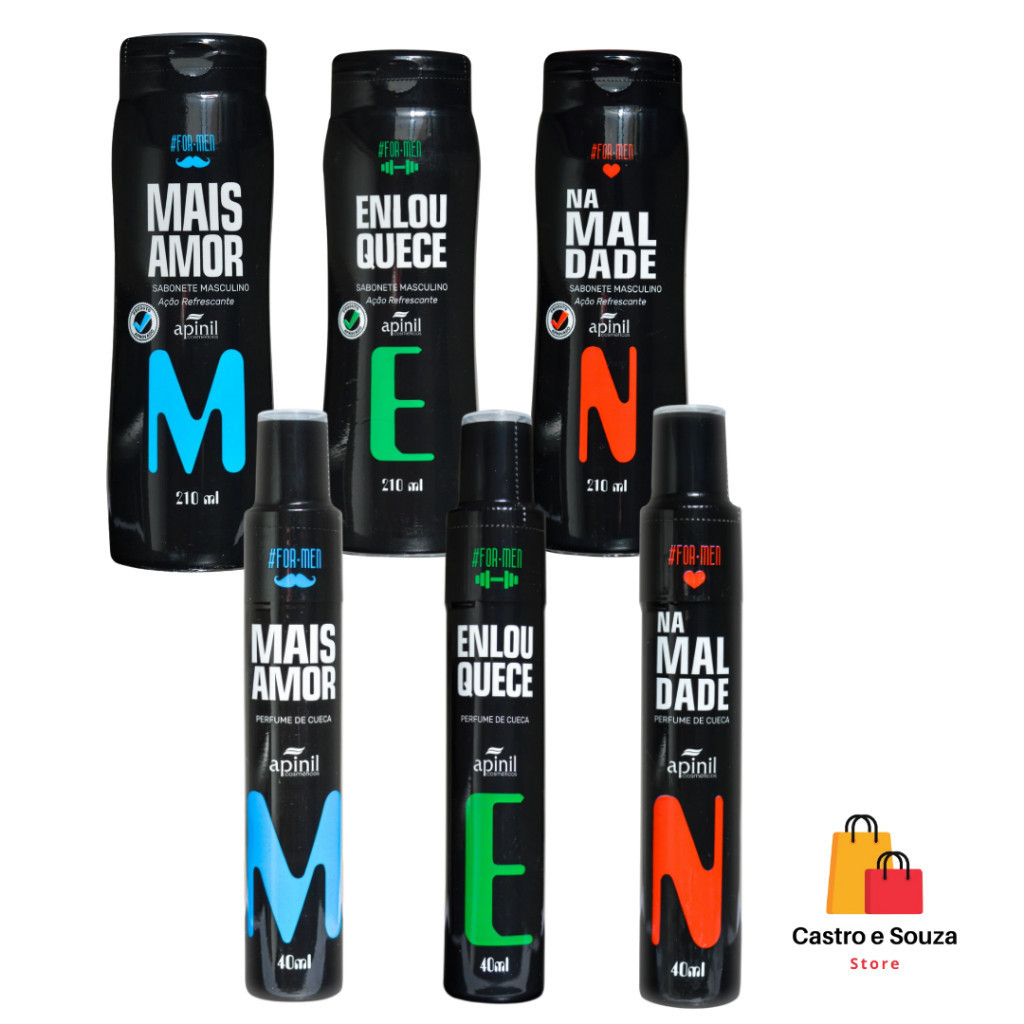 Kit Exclusivo Masculino Apinil MEN (6 Itens) Sabonete Íntimo e Perfume de Cueca
