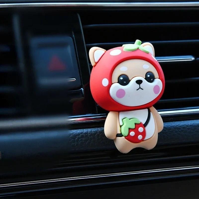 Xiaocaicahai Bonito Dos Desenhos Animados Shiba Inu Perfume De Carro De Alta Qualidade Durável Luz Fragrância Tomada Aro