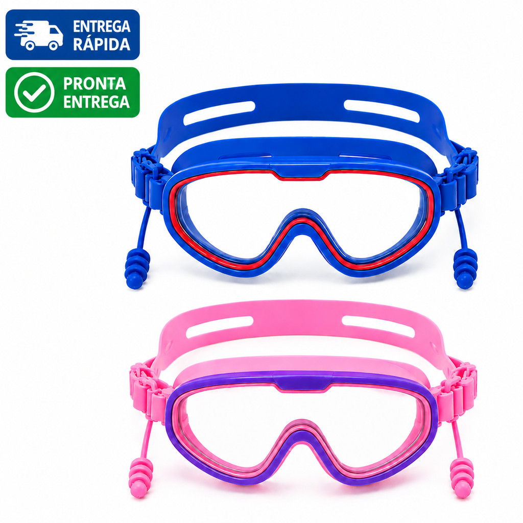 Óculos Natação Crianças Infatil Protetor Auricular Mar Piscina