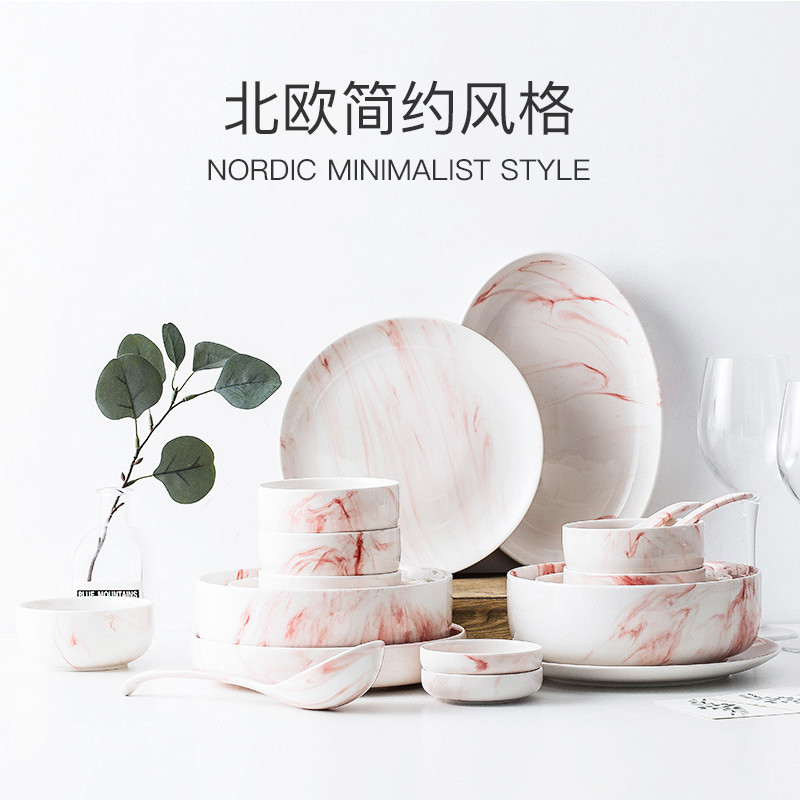 Nordic Ins influenciador pó talheres prato conjunto pratos domésticos tigela de sopa prato criativo talheres estilo japo
